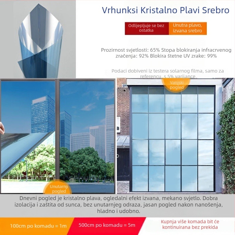 5 m izolacijski film za prozor – zaštita od sunca i privatnosti, folija za staklo balkon