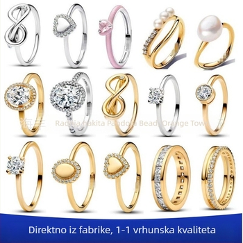 Unisex srebrni prsten 925 sa geometrijskim dizajnom i cirkonijem, lagani luksuz stil