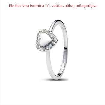 Unisex srebrni prsten 925 sa geometrijskim dizajnom i cirkonijem, lagani luksuz stil