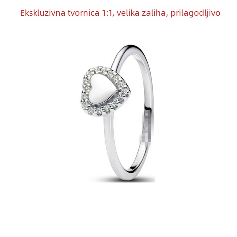 Unisex srebrni prsten 925 sa geometrijskim dizajnom i cirkonijem, lagani luksuz stil