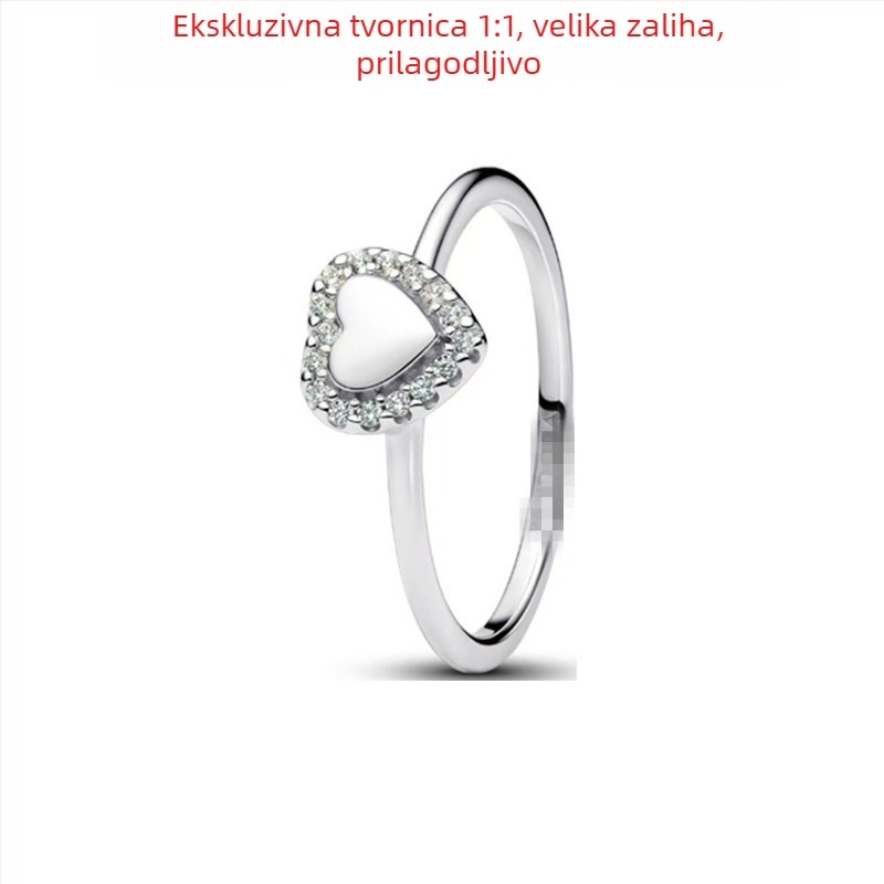 Unisex srebrni prsten 925 sa geometrijskim dizajnom i cirkonijem, lagani luksuz stil