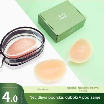 Silikonska naljepnica za grudi – skuplja, nevidljiva, bez naramenica; kružni oblik bradavice, proziran, sjajan završni sloj, obična debljina