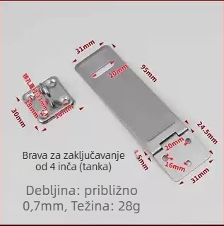 Pin-tip brava za vrata od nehrđajućeg čelika, pločica zaključavanja, površinska montaža, moderni minimalistički stil