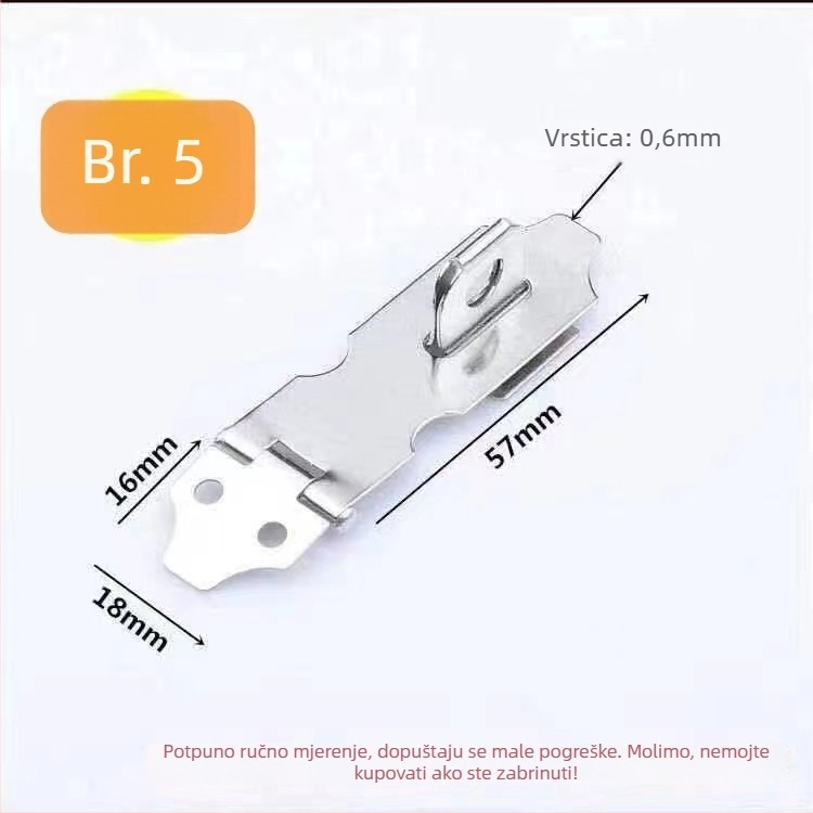 Pin-tip brava za vrata od nehrđajućeg čelika, pločica zaključavanja, površinska montaža, moderni minimalistički stil