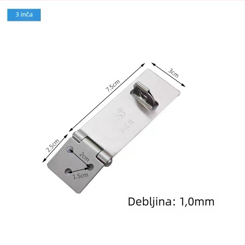 Pin-tip brava za vrata od nehrđajućeg čelika, pločica zaključavanja, površinska montaža, moderni minimalistički stil