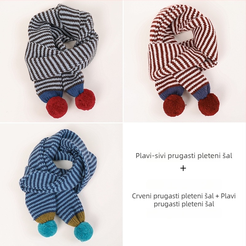 Unisex dječji prugasti pleteni šal za jesen/zimu, topao, izlazi 2025