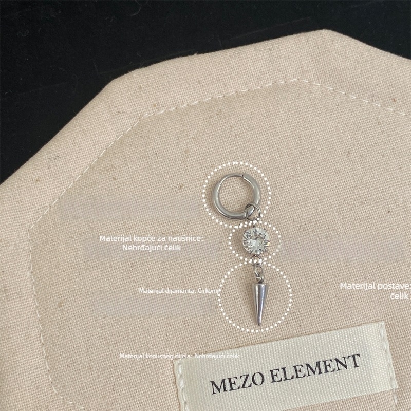 Geometrijske naušnice od nehrđajućeg čelika s dijamantnim detaljima, unisex