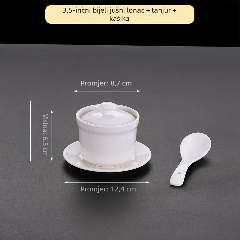 Porcelanska zdjela za hotel, moderan minimalistički dizajn; pogodna za juhe, gulaše i naparena jaja; poslovni poklon