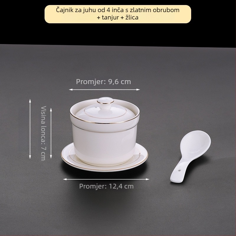 Porcelanska zdjela za hotel, moderan minimalistički dizajn; pogodna za juhe, gulaše i naparena jaja; poslovni poklon
