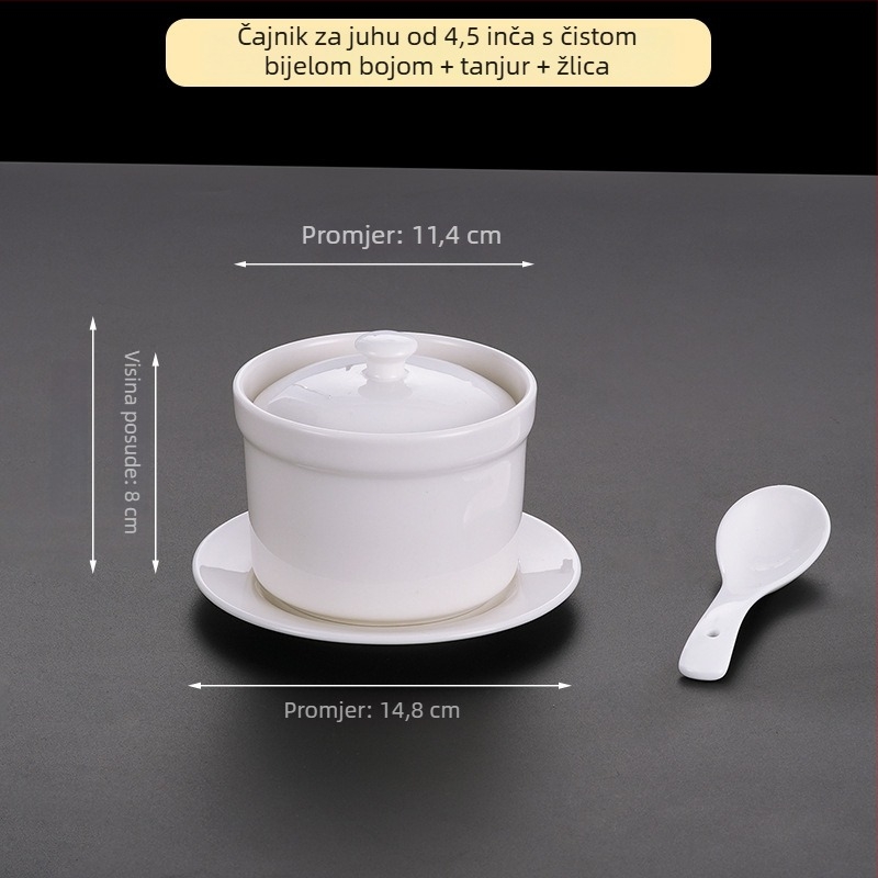 Porcelanska zdjela za hotel, moderan minimalistički dizajn; pogodna za juhe, gulaše i naparena jaja; poslovni poklon