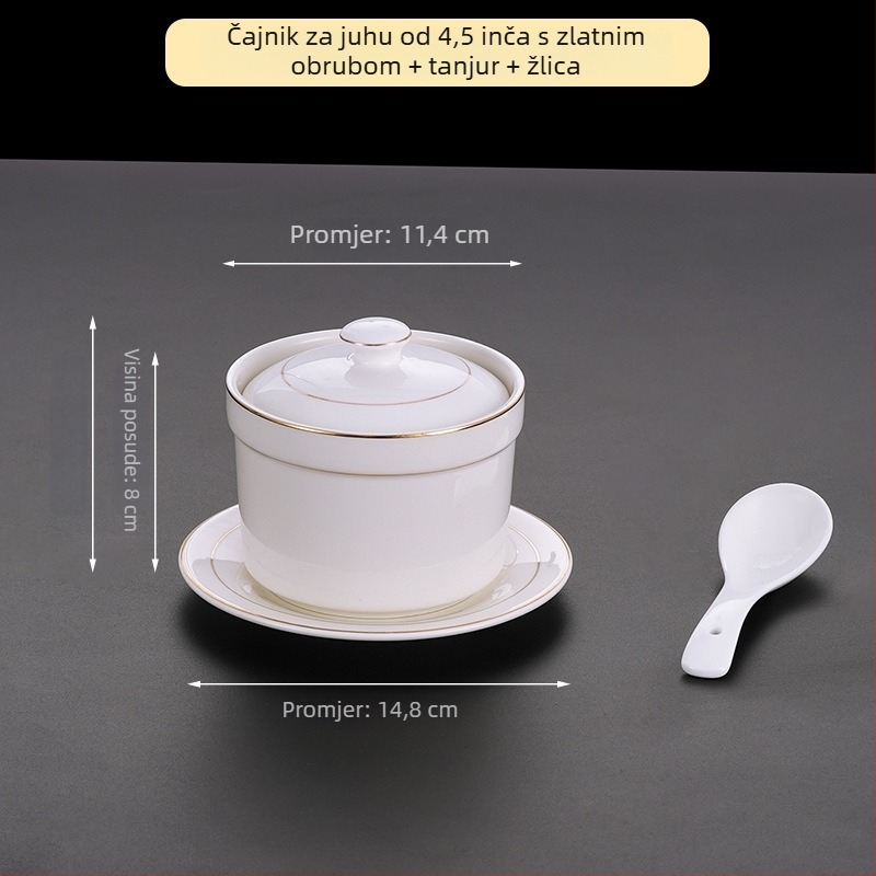 Porcelanska zdjela za hotel, moderan minimalistički dizajn; pogodna za juhe, gulaše i naparena jaja; poslovni poklon