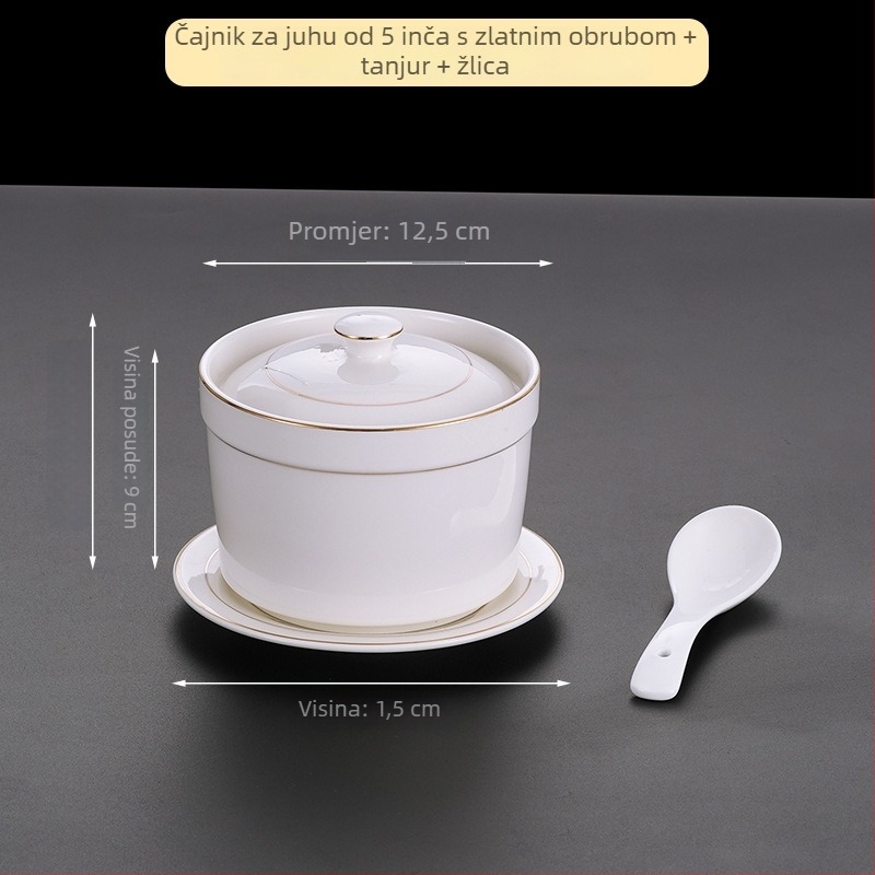 Porcelanska zdjela za hotel, moderan minimalistički dizajn; pogodna za juhe, gulaše i naparena jaja; poslovni poklon