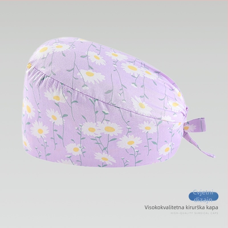 Kirurška kapa od pamuka, unisex, ravni vrh, prozračna i upija znoj