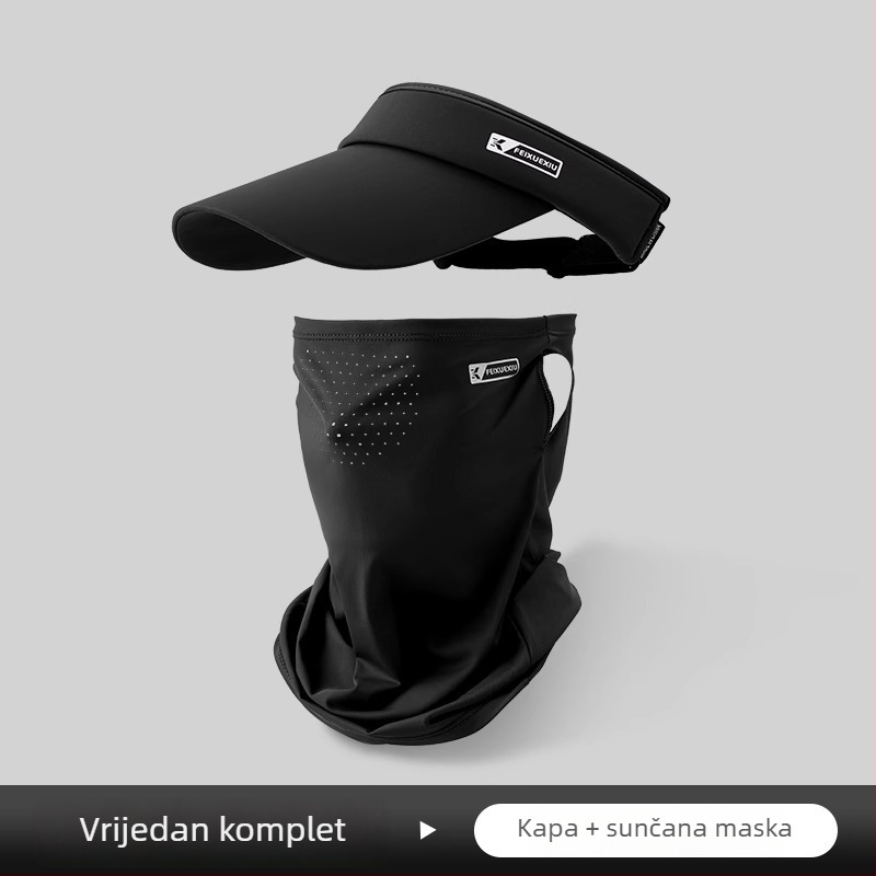 Šešir za sunce s UV zaštitom i maskom za lice za outdoor sportove, prozračan najlonski Ice Silk ovratnik za biciklizam i ribolov