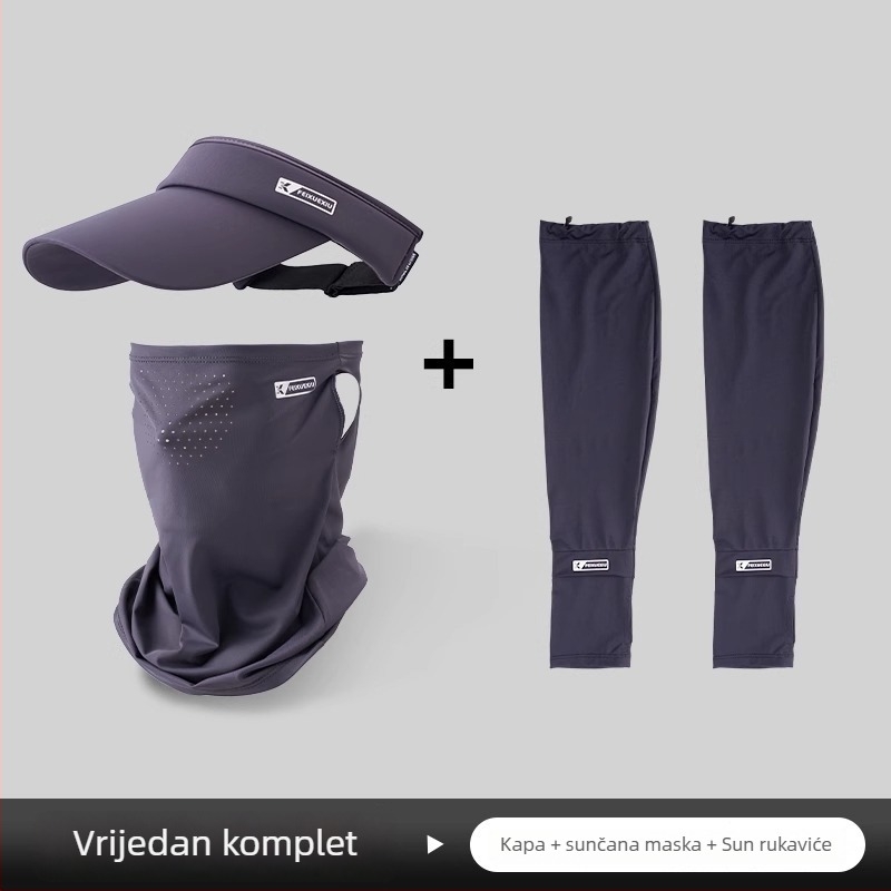 Šešir za sunce s UV zaštitom i maskom za lice za outdoor sportove, prozračan najlonski Ice Silk ovratnik za biciklizam i ribolov