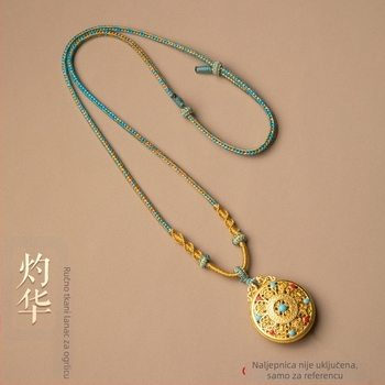 Ogrlica s privjeskom od užeta, ručno pletena, podesivi užet, Craftsman nakit, jesen 2024