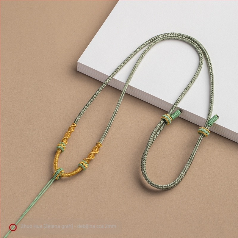 Ogrlica s privjeskom od užeta, ručno pletena, podesivi užet, Craftsman nakit, jesen 2024