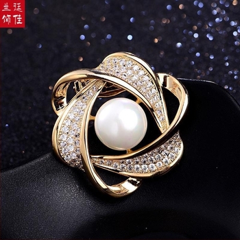 Broš s kristalima i čvorom u kutu, svestrana kopča za šalu i pin za kaput, svjež i sladak stil