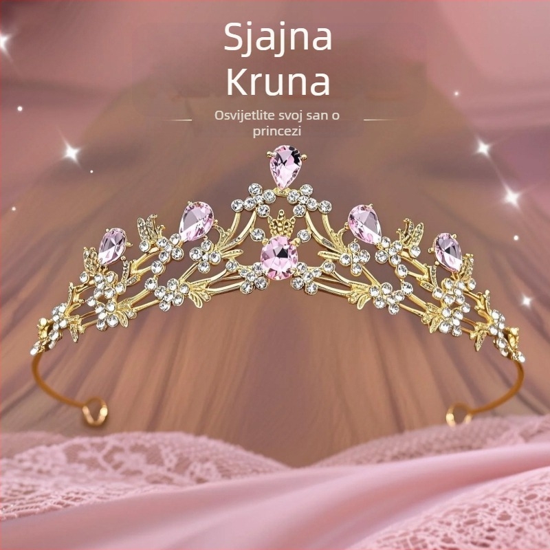 Dječja kristalna kruna diadem za scenske nastupe i rođendane, legura, elektroplatiranje, rhinestones, oblik krune, unisex moda