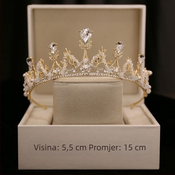 Diadem od legure — elektropalirana ženska tiara s kristalima za vjenčanje i rođendan
