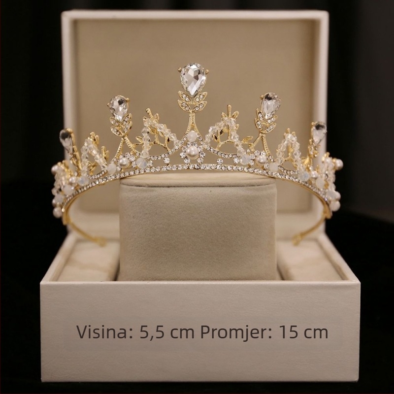Diadem od legure — elektropalirana ženska tiara s kristalima za vjenčanje i rođendan