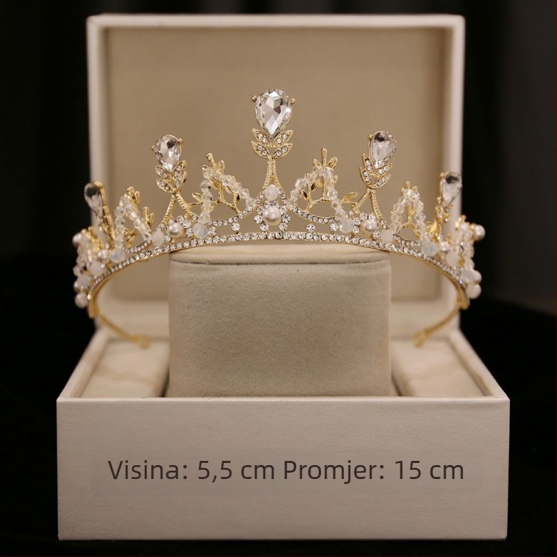 Diadem od legure — elektropalirana ženska tiara s kristalima za vjenčanje i rođendan