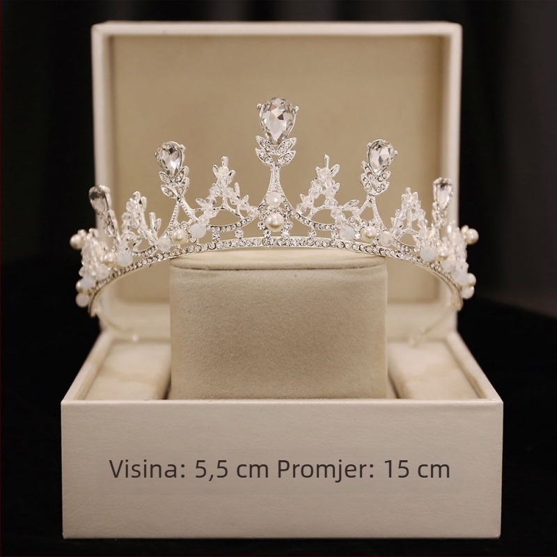 Diadem od legure — elektropalirana ženska tiara s kristalima za vjenčanje i rođendan