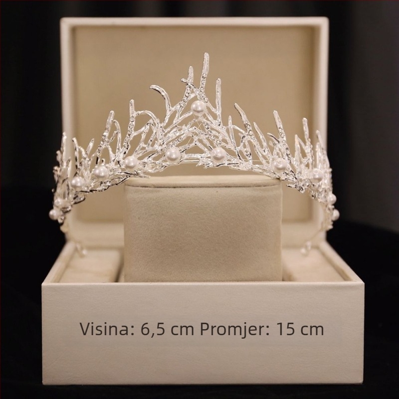 Diadem od legure — elektropalirana ženska tiara s kristalima za vjenčanje i rođendan