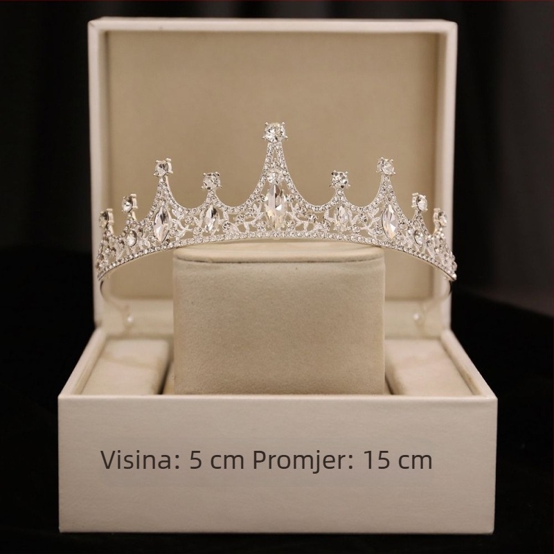 Diadem od legure — elektropalirana ženska tiara s kristalima za vjenčanje i rođendan