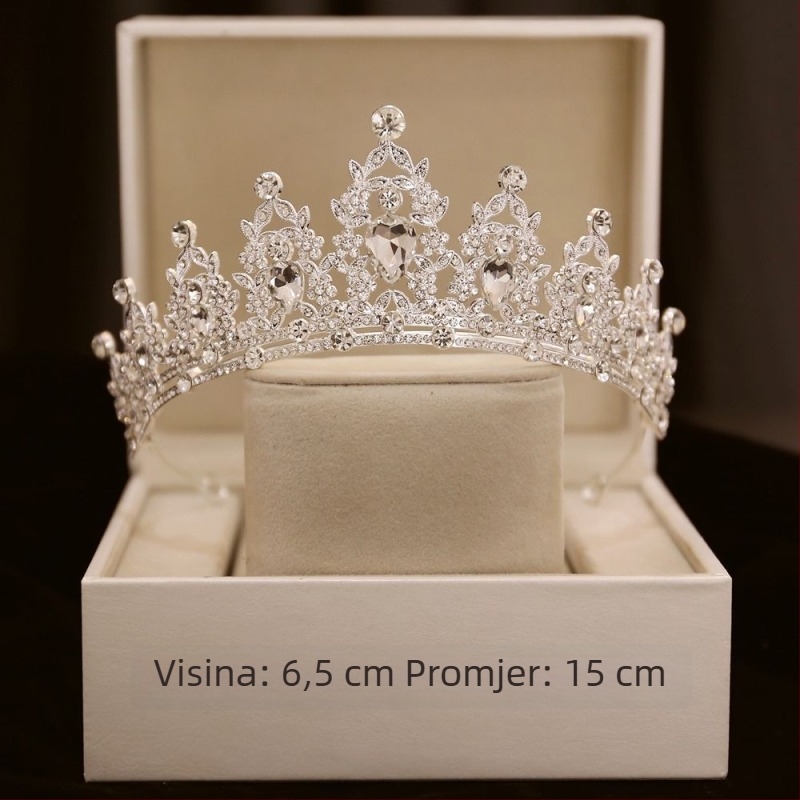 Diadem od legure — elektropalirana ženska tiara s kristalima za vjenčanje i rođendan