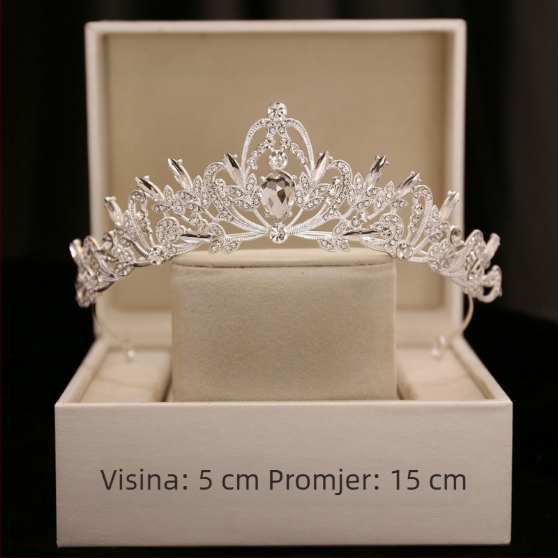 Diadem od legure — elektropalirana ženska tiara s kristalima za vjenčanje i rođendan