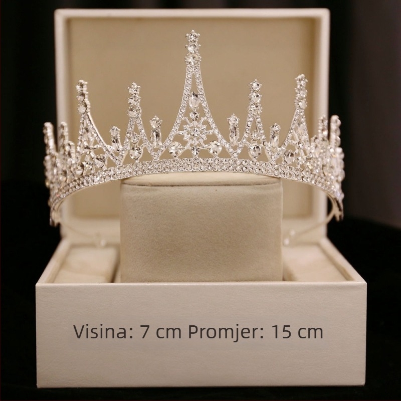 Diadem od legure — elektropalirana ženska tiara s kristalima za vjenčanje i rođendan