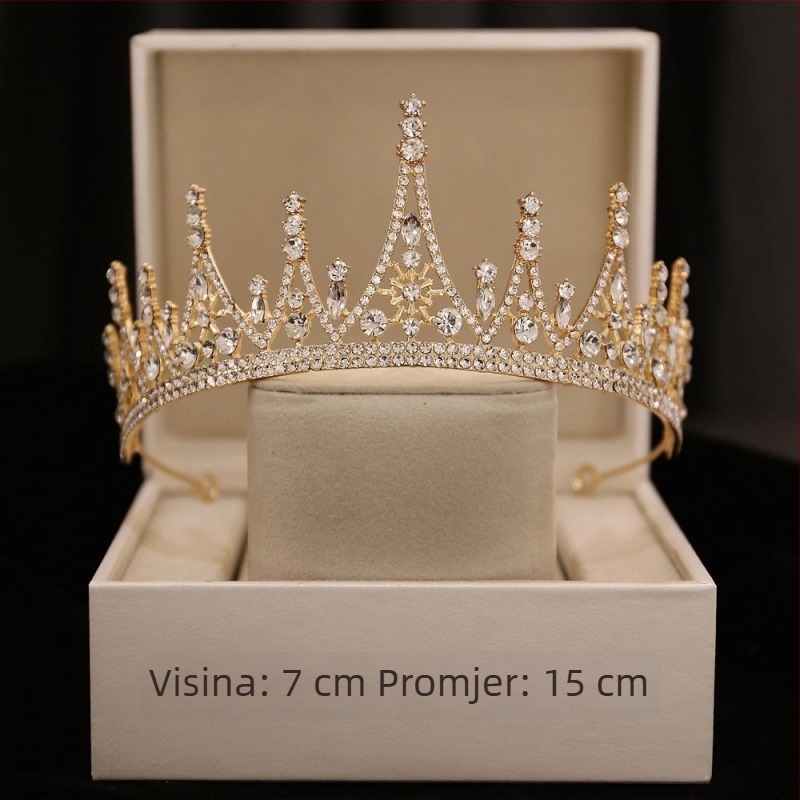 Diadem od legure — elektropalirana ženska tiara s kristalima za vjenčanje i rođendan
