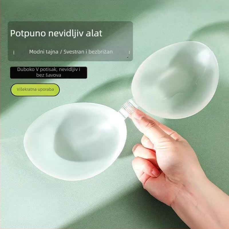 Silikonske naljepnice za grudi - nevidljive, skupljajuće; povećana debljina; kružni oblik bradavice; prozirne, sjajne