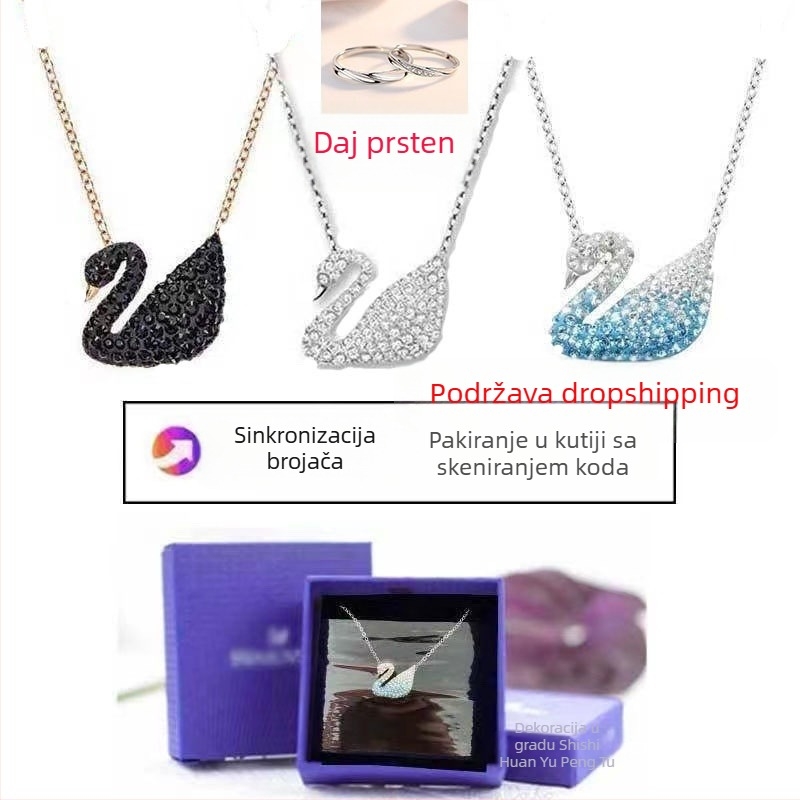 Lančić sa labudom od srebra 925 za žene, lanac ključne kosti, stil internetske zvijezde, brend World