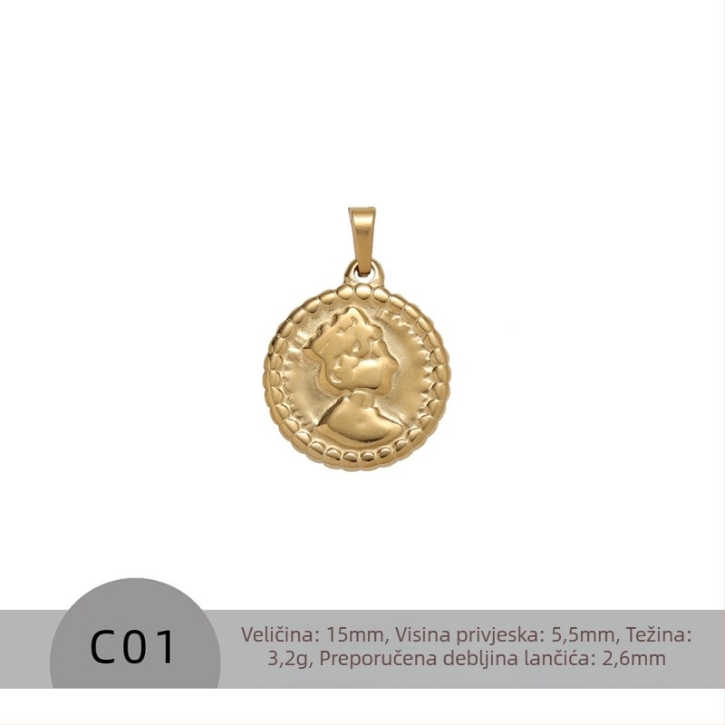 Nakit - ogrlica od nehrđajućeg čelika, oblik zvijezde, otisak, stacking stil (Materijal: nehrđajući čelik; Oblik: zvijezda; Tehnika: otisak; Stil: stacking; Sezona: ljeto 2023)