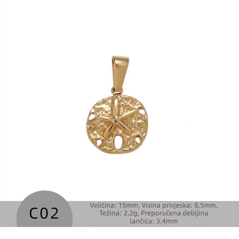 Nakit - ogrlica od nehrđajućeg čelika, oblik zvijezde, otisak, stacking stil (Materijal: nehrđajući čelik; Oblik: zvijezda; Tehnika: otisak; Stil: stacking; Sezona: ljeto 2023)