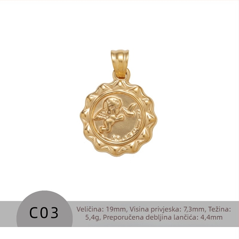 Nakit - ogrlica od nehrđajućeg čelika, oblik zvijezde, otisak, stacking stil (Materijal: nehrđajući čelik; Oblik: zvijezda; Tehnika: otisak; Stil: stacking; Sezona: ljeto 2023)