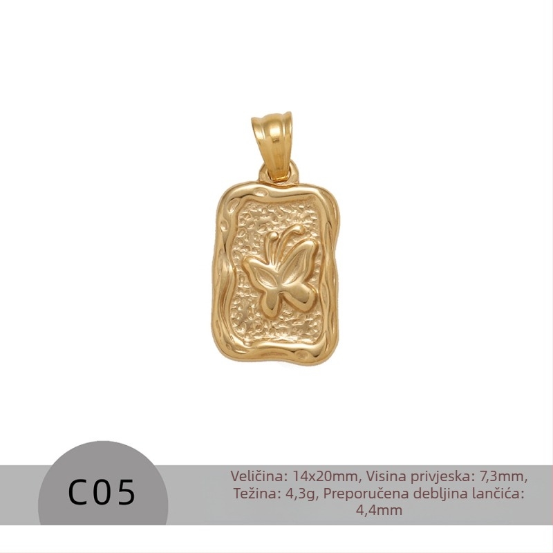 Nakit - ogrlica od nehrđajućeg čelika, oblik zvijezde, otisak, stacking stil (Materijal: nehrđajući čelik; Oblik: zvijezda; Tehnika: otisak; Stil: stacking; Sezona: ljeto 2023)