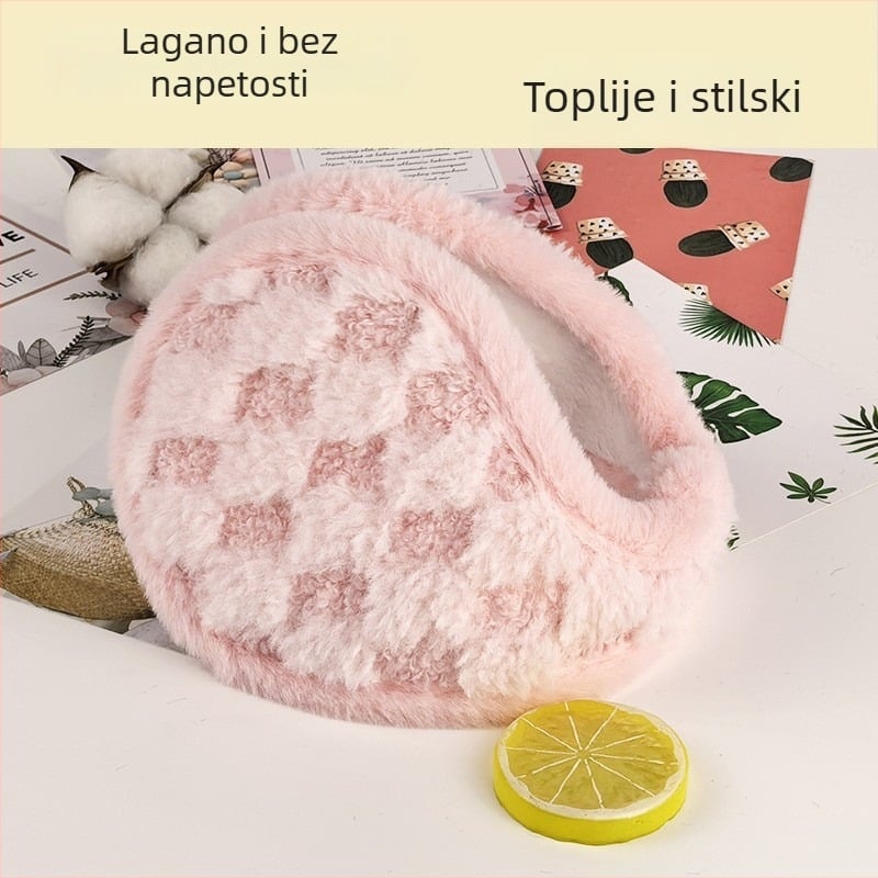 Zimske earmuffe od pliša, baršunasta podstava, debela podloga, mrežasti uzorak, stražnje pričvršćivanje (Materijal: pliš; Podstava: baršun; Debljina: debela; Uzorak: mrežasti; Stil: stražnje pričvršćivanje)