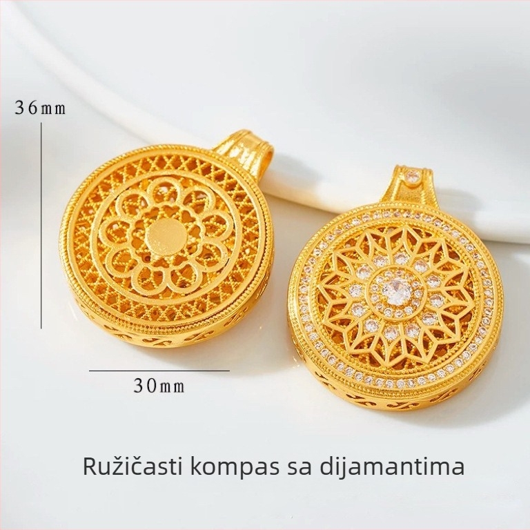 Bakreno ogrlica s vintage kompasnim privjeskom, elektroplatinirani završetak, vintage stil, proljeće 2024