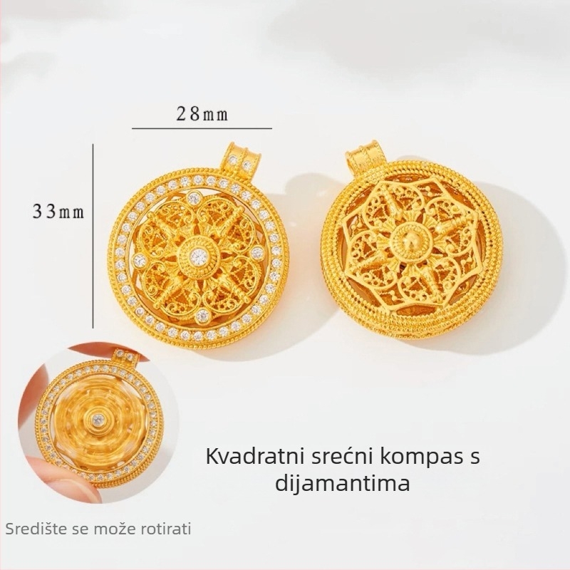 Bakreno ogrlica s vintage kompasnim privjeskom, elektroplatinirani završetak, vintage stil, proljeće 2024