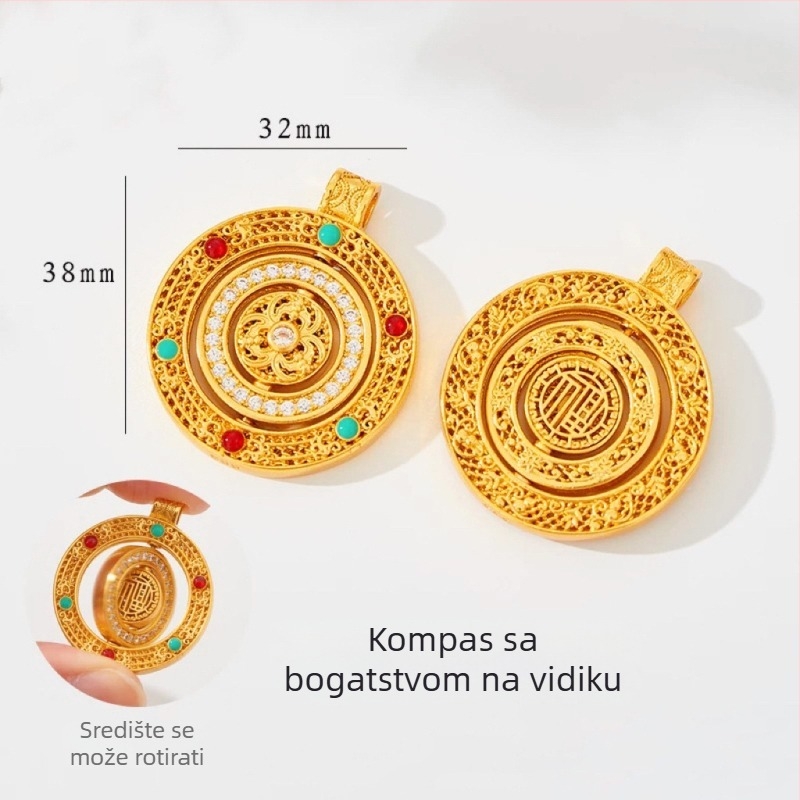 Bakreno ogrlica s vintage kompasnim privjeskom, elektroplatinirani završetak, vintage stil, proljeće 2024