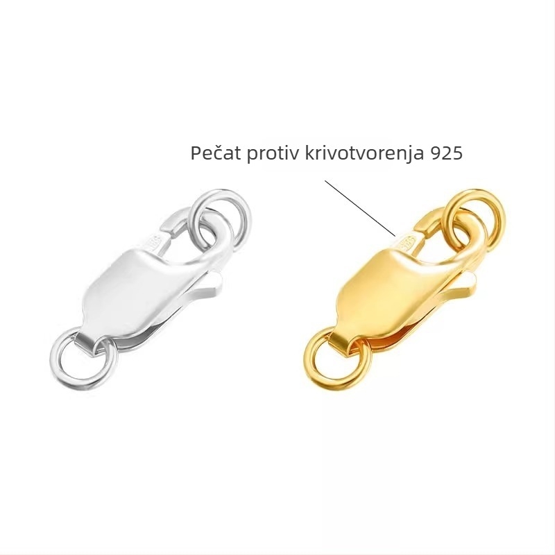 DIY nakit kopča set – S925 srebro, elektroplatiranje, uzorak Paper Clip; kopče u obliku ribljeg repa, škampovog repa i jastog repa