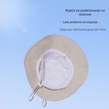 Dječja jednobojna ribarska kapa za ljeto s velikim obodom, UV zaštita, sladak plažni stil
