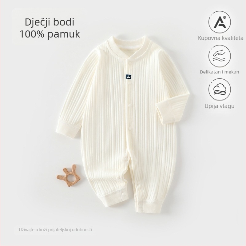 Dječji kombinezon od 100% pamuka, bezšivni jacquard, dugi rukav, unisex, za sve sezone, dječja pidžama za spavanje