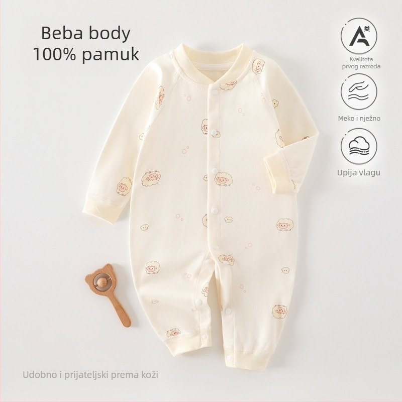 Dječji kombinezon od 100% pamuka, bezšivni jacquard, dugi rukav, unisex, za sve sezone, dječja pidžama za spavanje