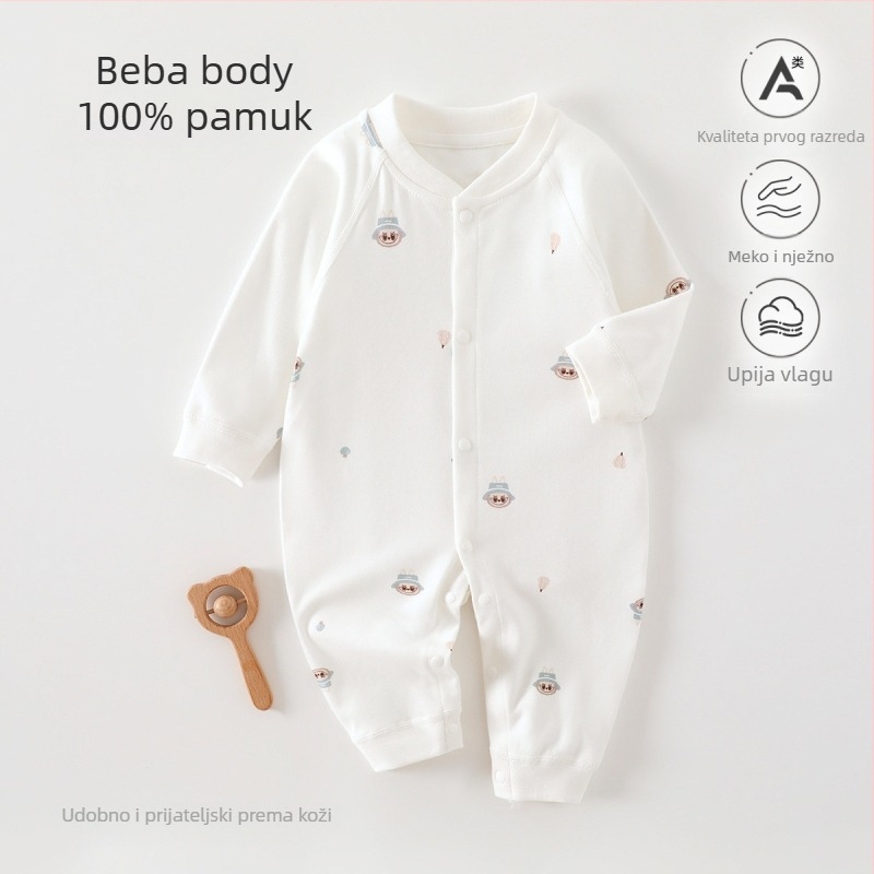 Dječji kombinezon od 100% pamuka, bezšivni jacquard, dugi rukav, unisex, za sve sezone, dječja pidžama za spavanje