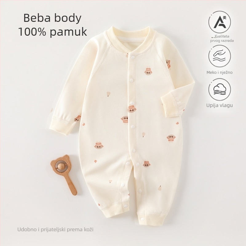 Dječji kombinezon od 100% pamuka, bezšivni jacquard, dugi rukav, unisex, za sve sezone, dječja pidžama za spavanje