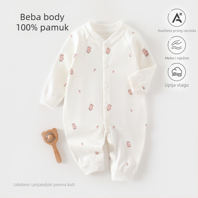 Dječji kombinezon od 100% pamuka, bezšivni jacquard, dugi rukav, unisex, za sve sezone, dječja pidžama za spavanje